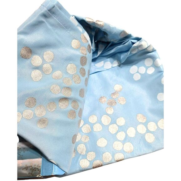 New Holiday Snowflake Fabric Shower Curtain Blue White Silver Dots Snow Winter - Picture 2 of 4